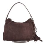 Women's Real Suede Hobo Shoulder Bag Side Tassel Solana Brown