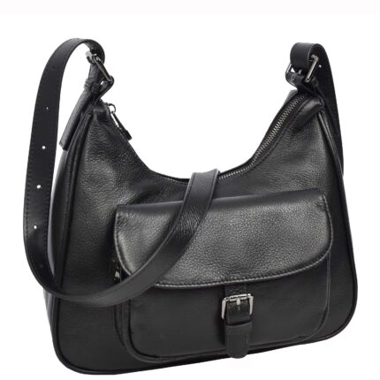 Womens Classic Genuine Leather Shoulder Bag Liora Black