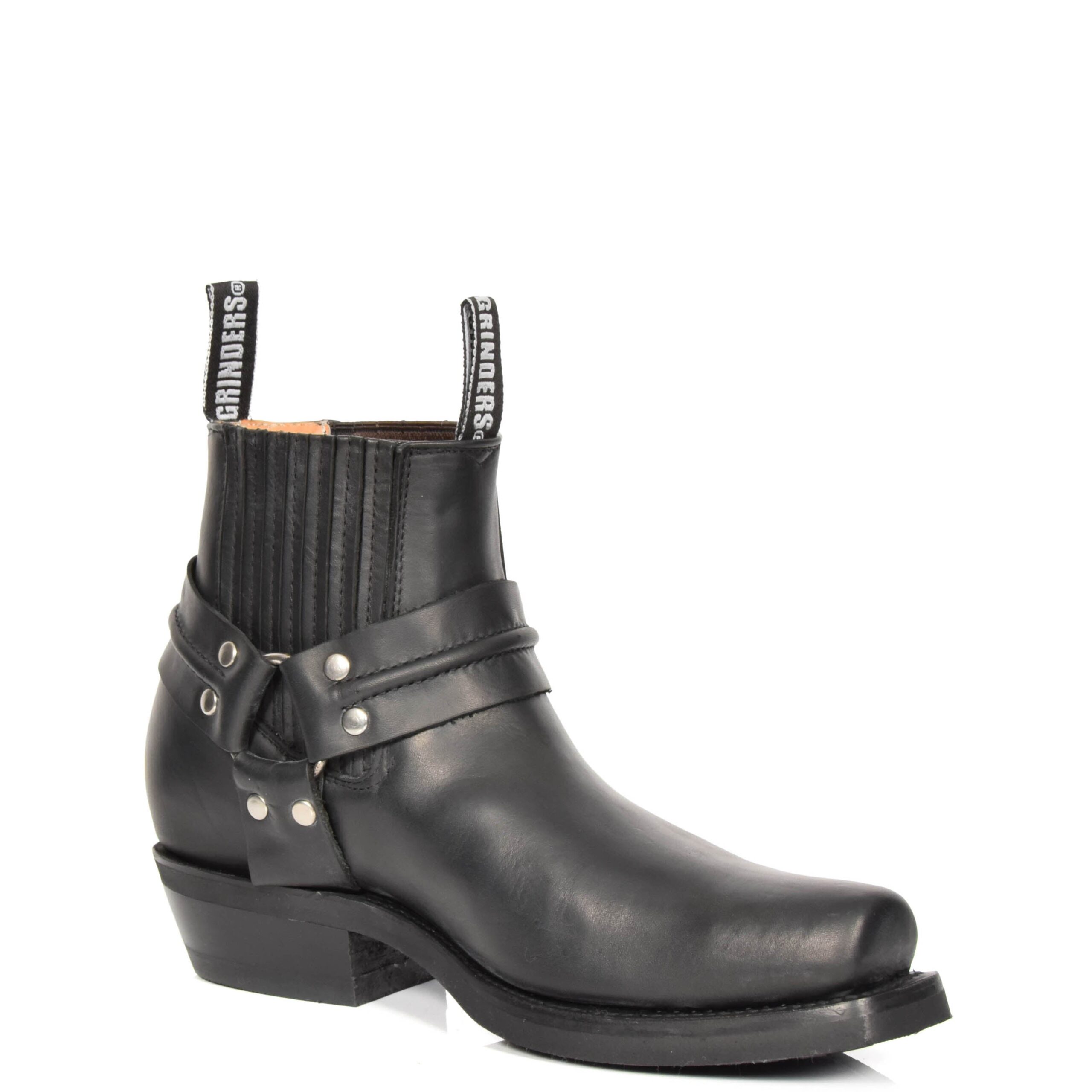 1_bc19b0bb-89da-4333-8ee9-fc9a34ac317a Mens Leather Slip on Chelsea Biker Shoes 04RE-LO Black - Image 1