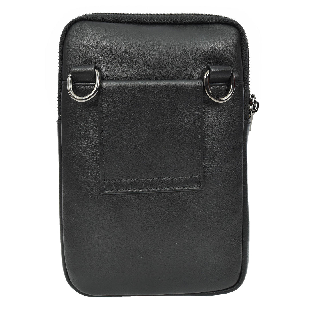 H2WEB_922a139b-a704-4ab0-a4f0-3583a5afa7d8 Mens Genuine Leather Wrist Bag Multi-Pockets Money Travel Organiser Pouch Dinan Black - Image 1