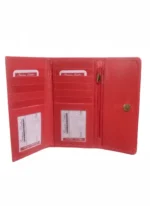 Women's Red Trifold Genuine Leather Wallet - Image 3