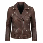 Women's Genuine Goat Suede Biker Jacket Lola Navy Blue - Image 3